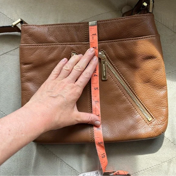 Michael Kors Cognac Brown Gold Leather Crossbody Purse - Picture 2 of 8